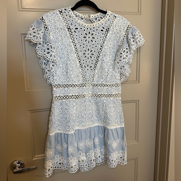 SAYLOR Shanice Romper in Yankee Pinstripe. Size small - Picture 3 of 7